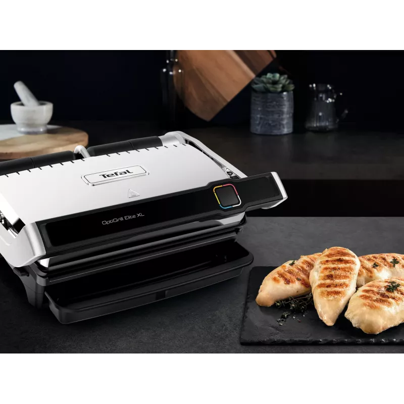 Kontaktinis grilis Tefal OptiGrill Elite XL GC760D — nerūdijantis plienas, 800 cm² paviršius, 2200 W