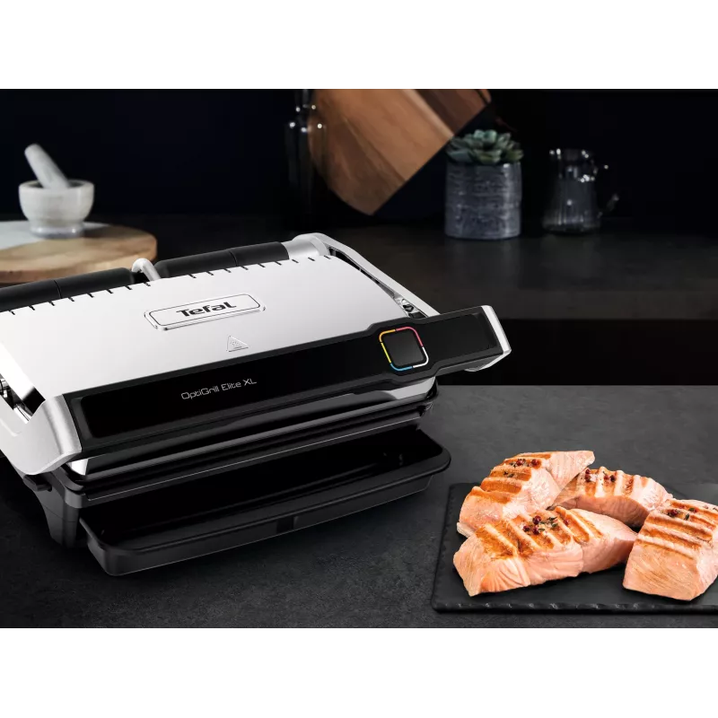 Kontaktinis grilis Tefal OptiGrill Elite XL GC760D — nerūdijantis plienas, 800 cm² paviršius, 2200 W