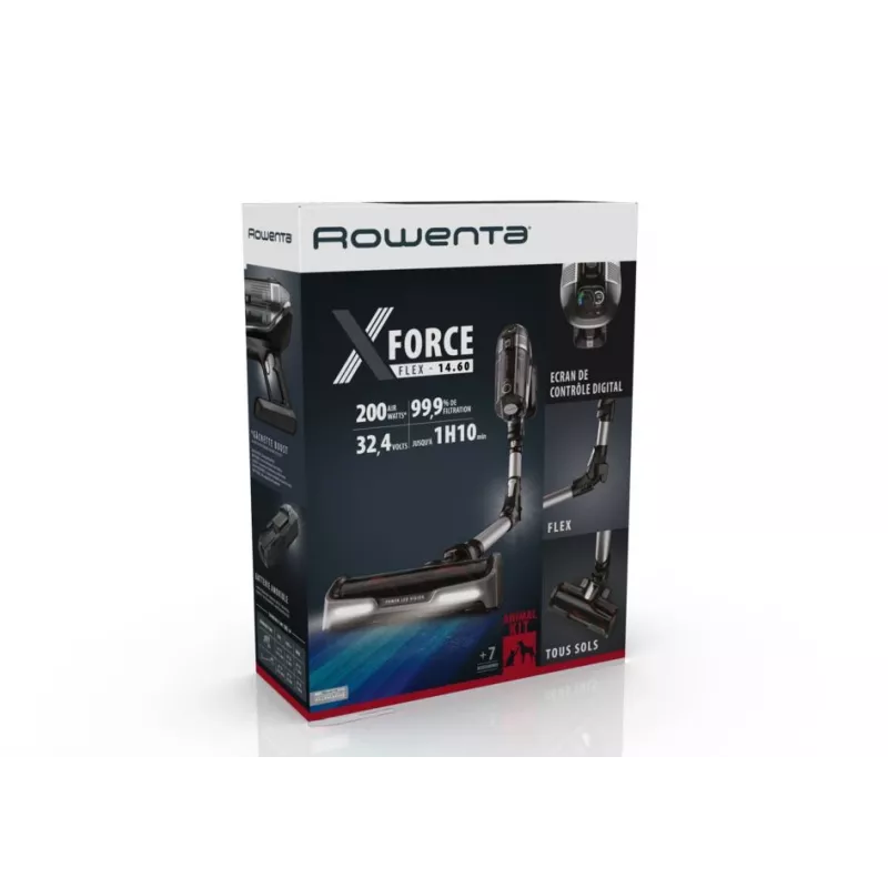 Rowenta X-Force RH9958 2-in-1 stick vacuum baterija Dry HEPA Bagless 0.9 L Juoda, Pilka