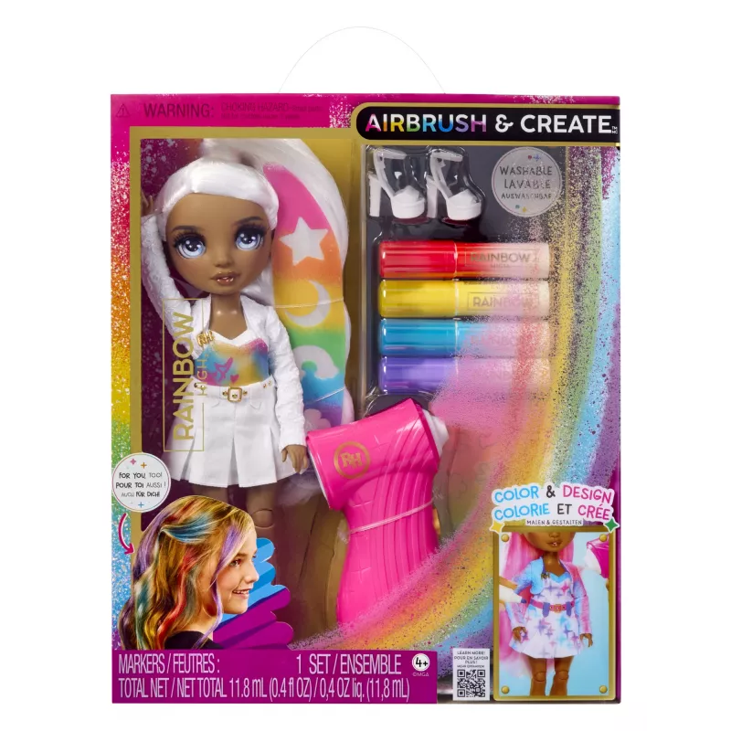 Rainbow High Air Brush & Create Fashion Dolls - Pilkos akys, Mados lėlė, Moteriška, 4 m., Berniukas/Mergaitė, Įvairiaspalvė