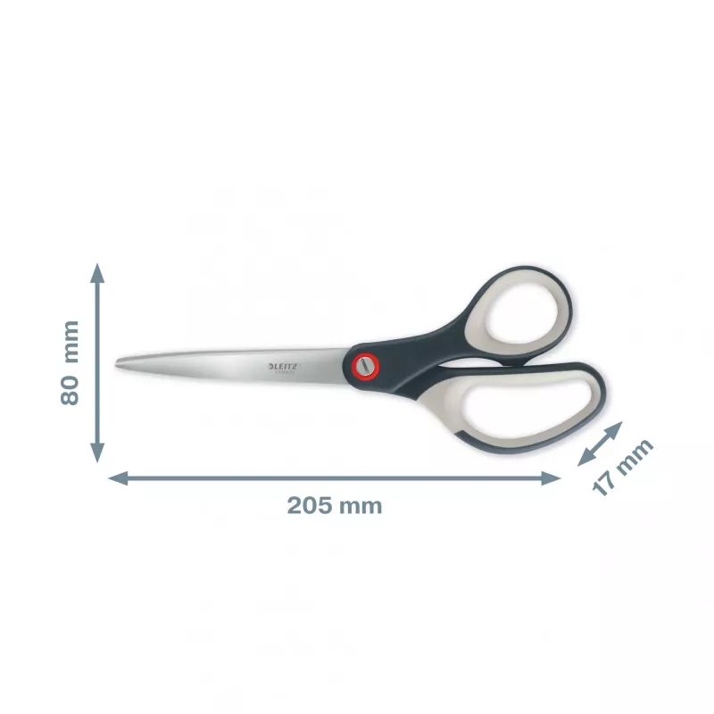 Leitz Cosy Titanium biuro žirklės 205 mm, suaugusiems, tiesus kirpimas, viengubos, pilkos, nerūdijantis plienas, biuro žirklės