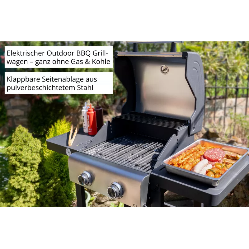 Unold 58595 Barbecue Grill-Wagen BUDDY vežimėlis elektrinis juodas, nerūdijantis plienas 2600 W