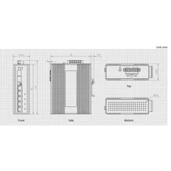 LevelOne 6 prievadų gigabitinio pramoninio komutatoriaus, 1 x SFP, 1 x SFP/RJ45 Combo, -40°C iki 75°C, DIN bėgelio