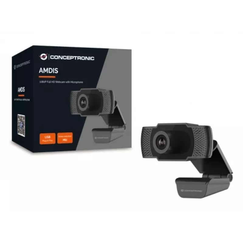 Conceptronic AMDIS 1080P Full HD internetinė kamera su mikrofonu, 2 MP, 1920 x 1080 pikselių, Full HD, 30 kadrų/s, 1280x720@30kadrų/s, 1920x1080@30kadrų/s, M-JPEG, YUV