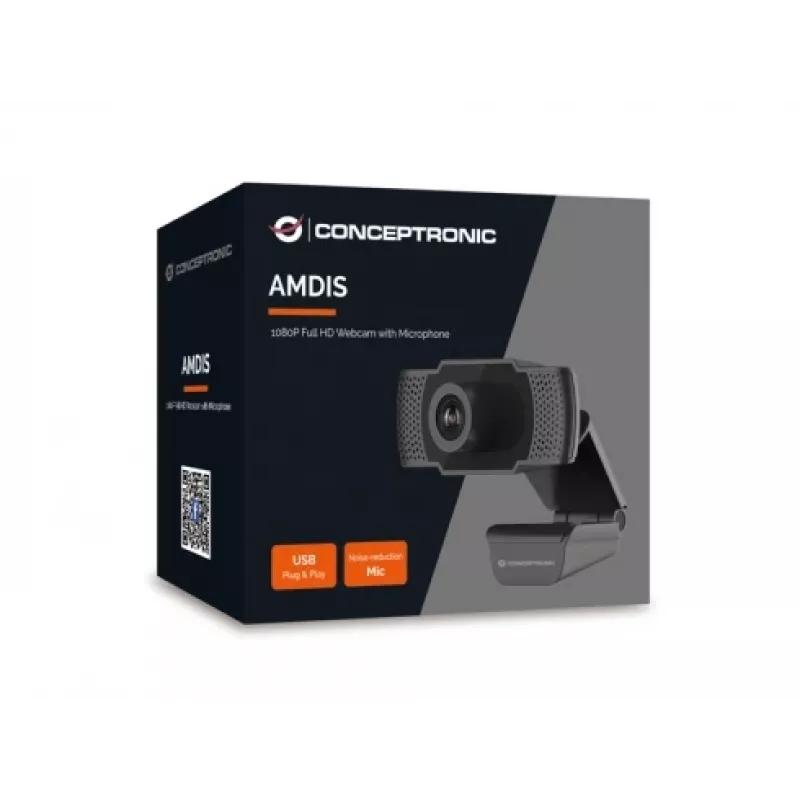 Conceptronic AMDIS 1080P Full HD internetinė kamera su mikrofonu, 2 MP, 1920 x 1080 pikselių, Full HD, 30 kadrų/s, 1280x720@30kadrų/s, 1920x1080@30kadrų/s, M-JPEG, YUV