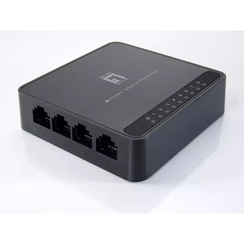 LevelOne FEU-0812 tinklo komutatorius Nevaldomas Fast Ethernet (10/100) Juodas