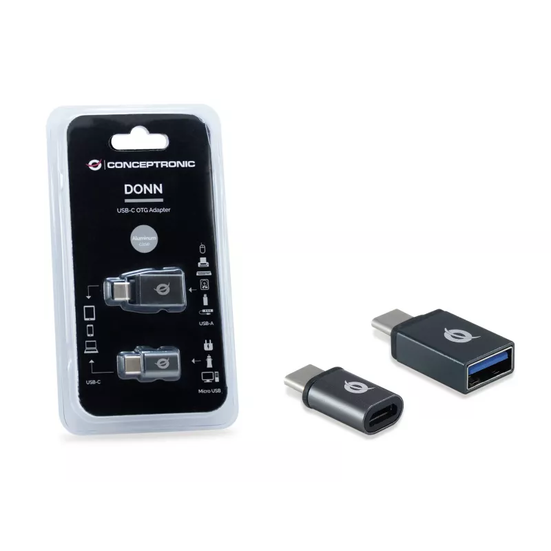 Conceptronic DONN04G USB-C į USB A / MicroB OTG adapteris, 2 vnt. pakuotėje, 10 Gbps (C-A), 480 Mbps (C-MicroUSB)