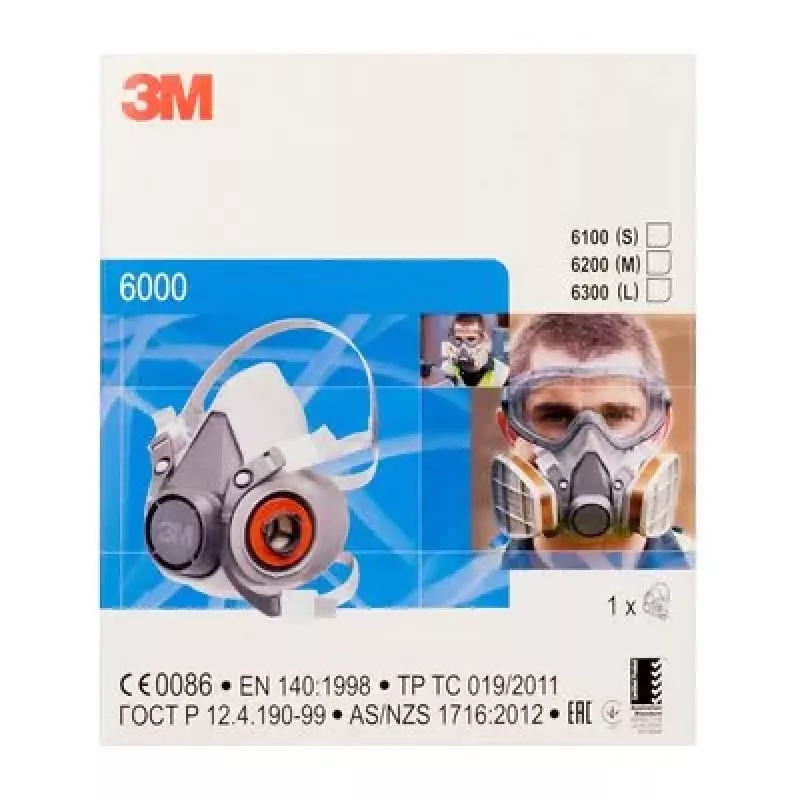 Respiratorius 3M 6000 Series L, pusveidis daugkartinis respiratorius, L dydžio, pilkas