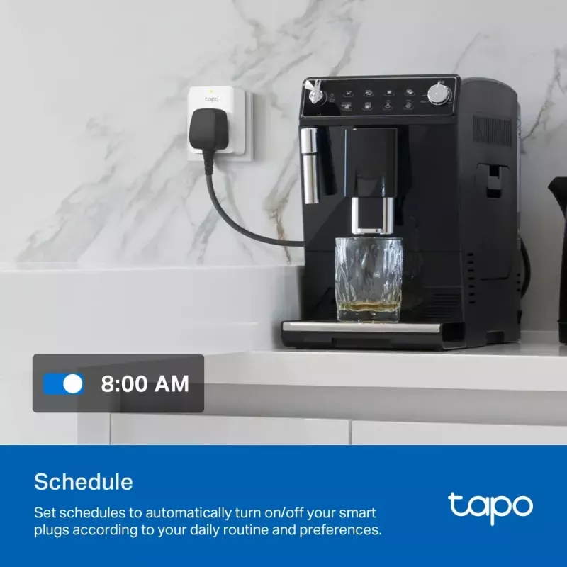 Išmanusis kištukas TP‑Link Tapo Mini P110M — „Wi‑Fi“/„Bluetooth“ išmanusis vidaus lizdas, 16 A, 100–240 V, 3680 W, baltas