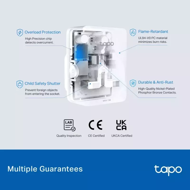 Išmanusis kištukas TP‑Link Tapo Mini P110M — „Wi‑Fi“/„Bluetooth“ išmanusis vidaus lizdas, 16 A, 100–240 V, 3680 W, baltas