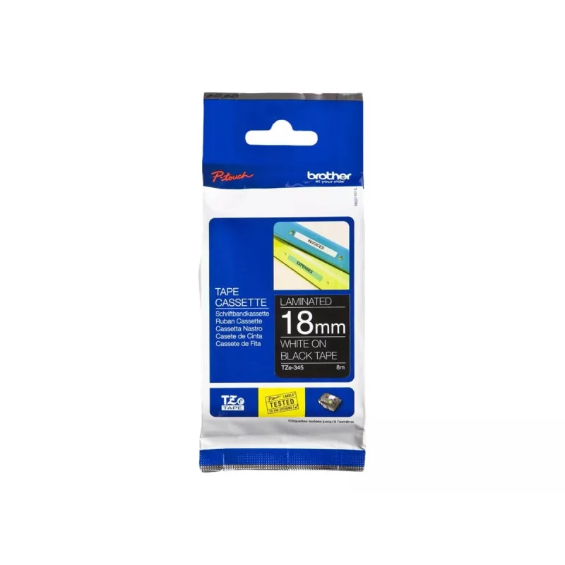 Laminuota juosta Brother TZe345 18 mm balta ant juodo