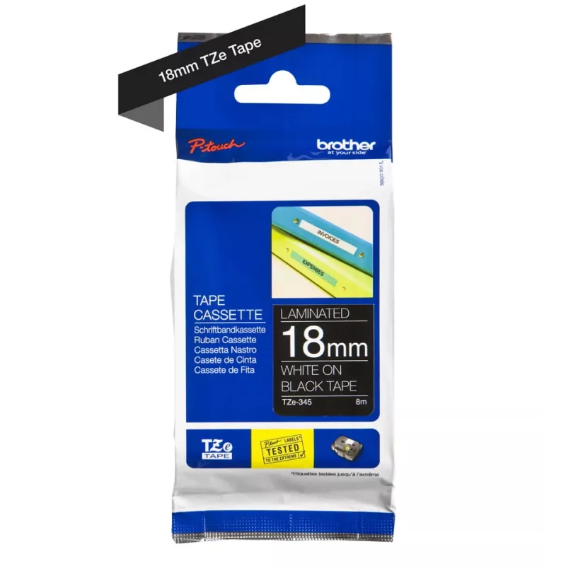 Laminuota juosta Brother TZe345 18 mm balta ant juodo