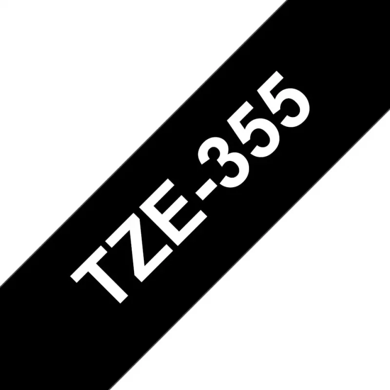 Etikečių juosta Brother TZe355 24 mm balta ant juodo