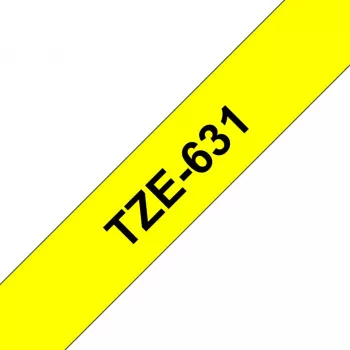 Lipdukų juosta Brother TZe-631 (TZe) 12 mm x 8 m, juoda ant geltonos