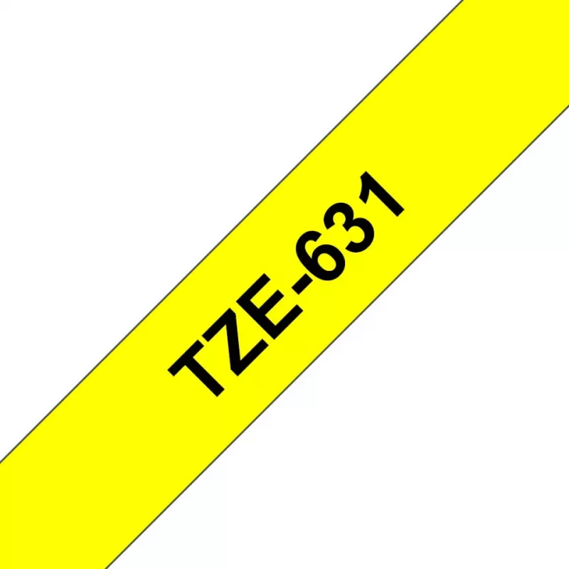 Lipdukų juosta Brother TZe-631 (TZe) 12 mm x 8 m, juoda ant geltonos