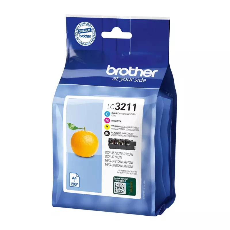 Kasetė Brother LC3211VALDR juoda, žydra, purpurinė, geltona