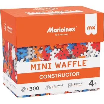 Statybiniai blokeliai Marioinex Mini Waffle Constructor 300 — suderinamas fiksuojamų kaladėlių rinkinys, 300 vienetų, įvairiaspalvis