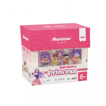 Žaislinis konstruktorius Marioinex Waffle Mini Blocks Princess — 280 dalių, įvairių spalvų, dėžė, amžius nuo 6 metų