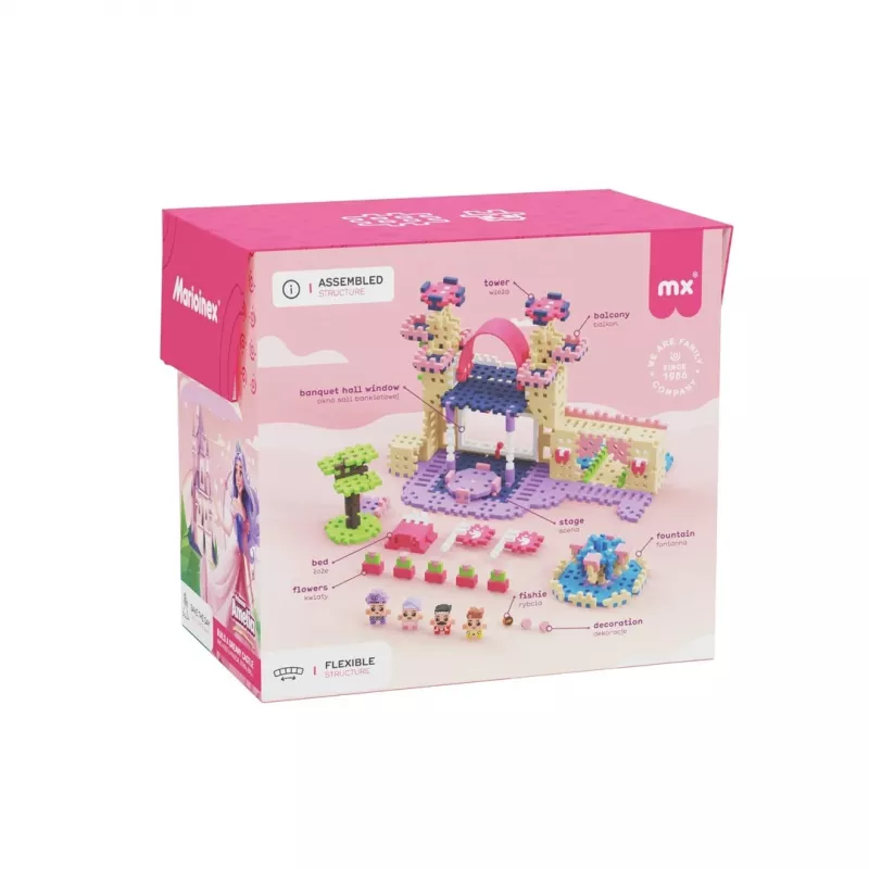 Žaislinis konstruktorius Marioinex Waffle Mini Blocks Princess — 280 dalių, įvairių spalvų, dėžė, amžius nuo 6 metų