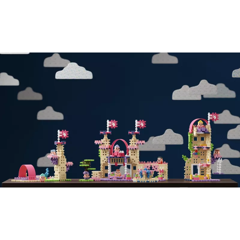 Žaislinis konstruktorius Marioinex Waffle Mini Blocks Princess — 280 dalių, įvairių spalvų, dėžė, amžius nuo 6 metų