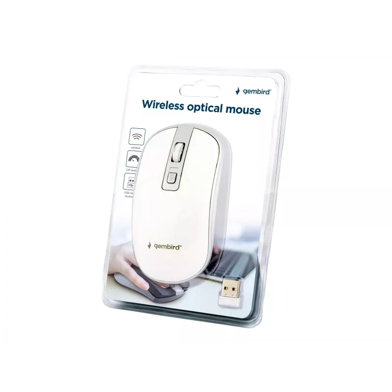 Pelė USB optinė belaidė BALTA/SIDABRINĖ MUSW-4B-06-WS Gembird