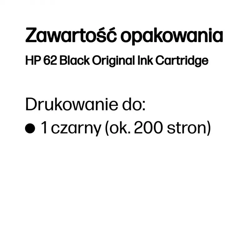HP 62 juodas Originalius rašalo kasetė
