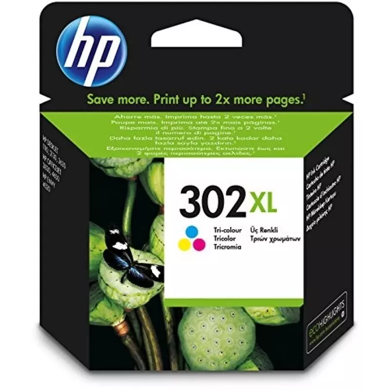 HP 302XL didelės talpos trijų spalvų Originali rašalo kasetė