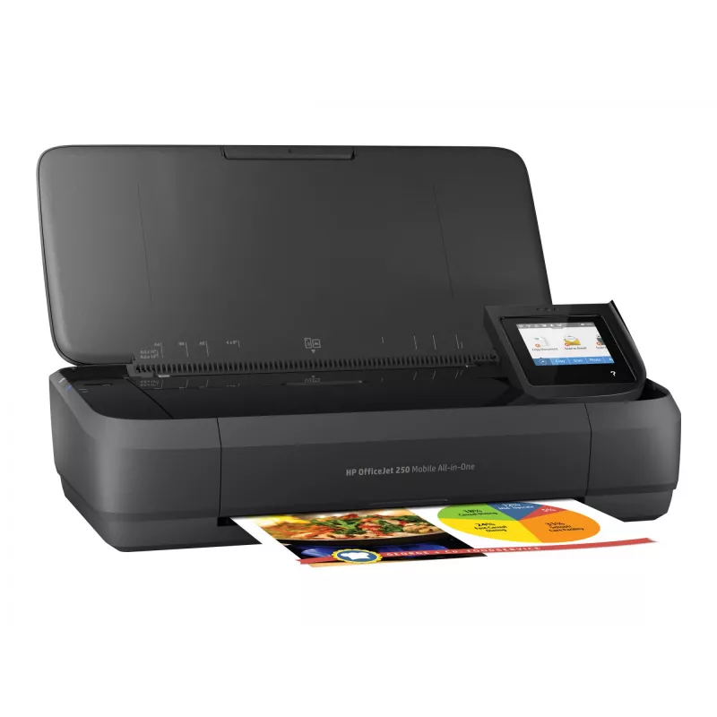 HP Officejet 250 Mobile daugiafunkcis spausdintuvas, spalvotas rašalinis, A4, 8 ppm kopijavimas, 10 ppm spausdinimas, 50 lapų, USB, Wi-Fi