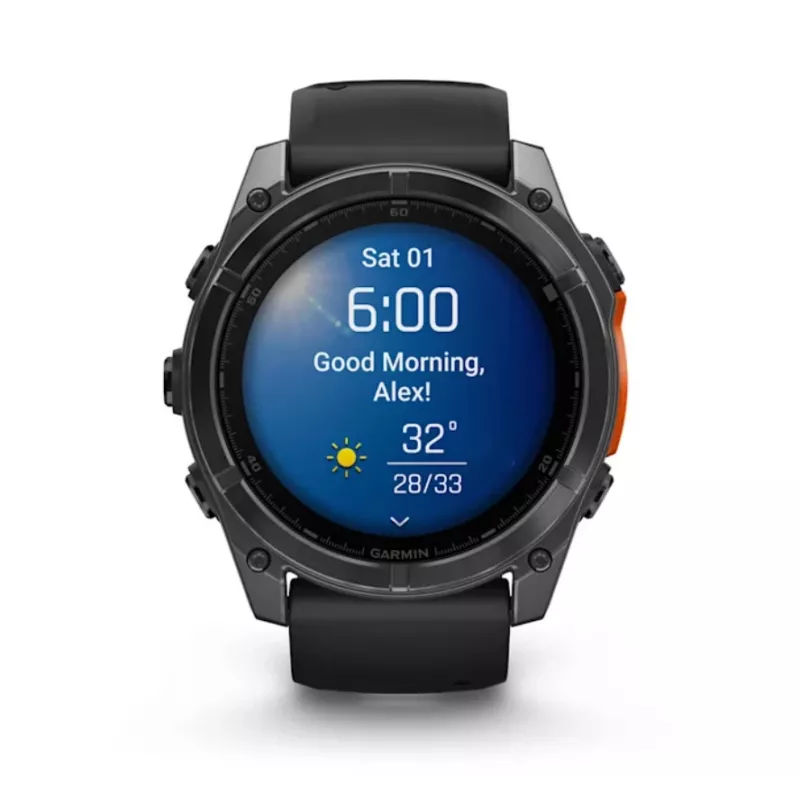 Garmin fēnix® 8 3,56 cm (1,4″) AMOLED 51 mm skaitmeninis 454 x 454 pikselių jutiklinis ekranas Titanis Wi-Fi GPS (palydovinis)