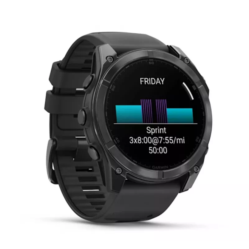 Garmin fēnix® 8 3,56 cm (1,4″) AMOLED 51 mm skaitmeninis 454 x 454 pikselių jutiklinis ekranas Titanis Wi-Fi GPS (palydovinis)