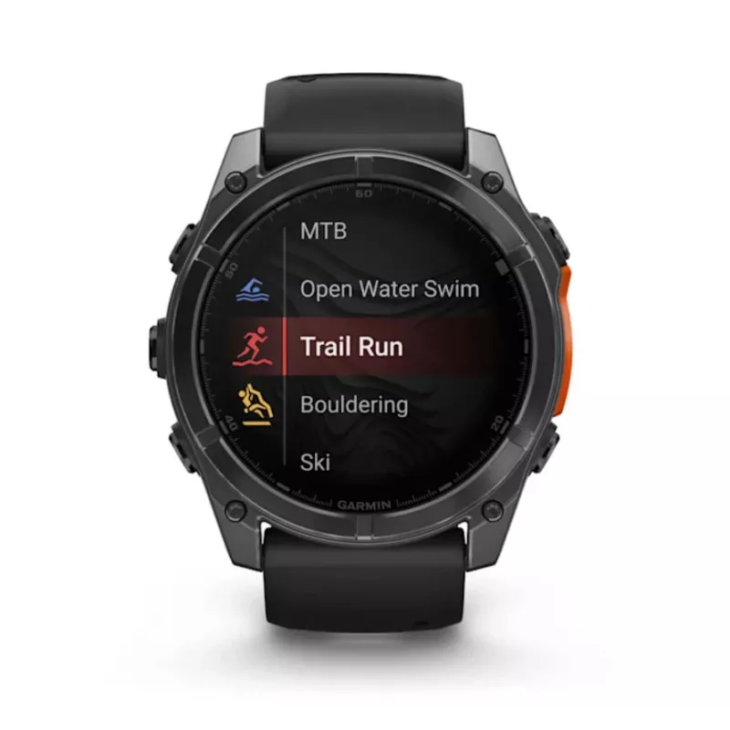 Garmin fēnix® 8 3,56 cm (1,4″) AMOLED 51 mm skaitmeninis 454 x 454 pikselių jutiklinis ekranas Titanis Wi-Fi GPS (palydovinis)
