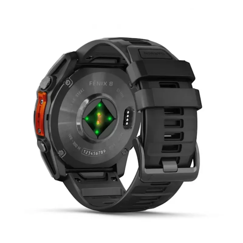 Garmin fēnix® 8 3,56 cm (1,4″) AMOLED 51 mm skaitmeninis 454 x 454 pikselių jutiklinis ekranas Titanis Wi-Fi GPS (palydovinis)