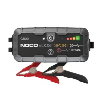 NOCO GB20 500A Li-Ion paleidimo stiprintuvas, 24Wh, IP65, 1x USB 5V/2.1A, įmontuotas žibintuvėlis, benzininiams varikliams iki 4L
