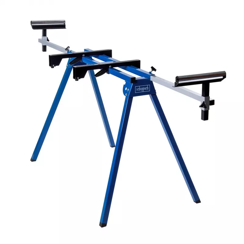 Pjovimo stovo Scheppach UMF1550 pjūklo stovas, metalinis 4 kojų stovas, maks. talpa 150 kg, maks. ilgis 194,5 cm, dydis 950×540×810 mm, juodas