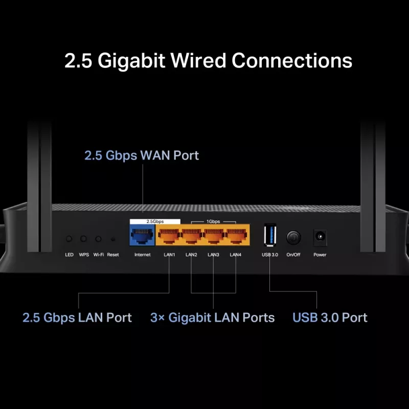 TP-Link Archer BE3600 belaidis maršrutizatorius, 2,5 Gigabit Ethernet, dviejų dažnių (2,4 GHz / 5 GHz), juodas