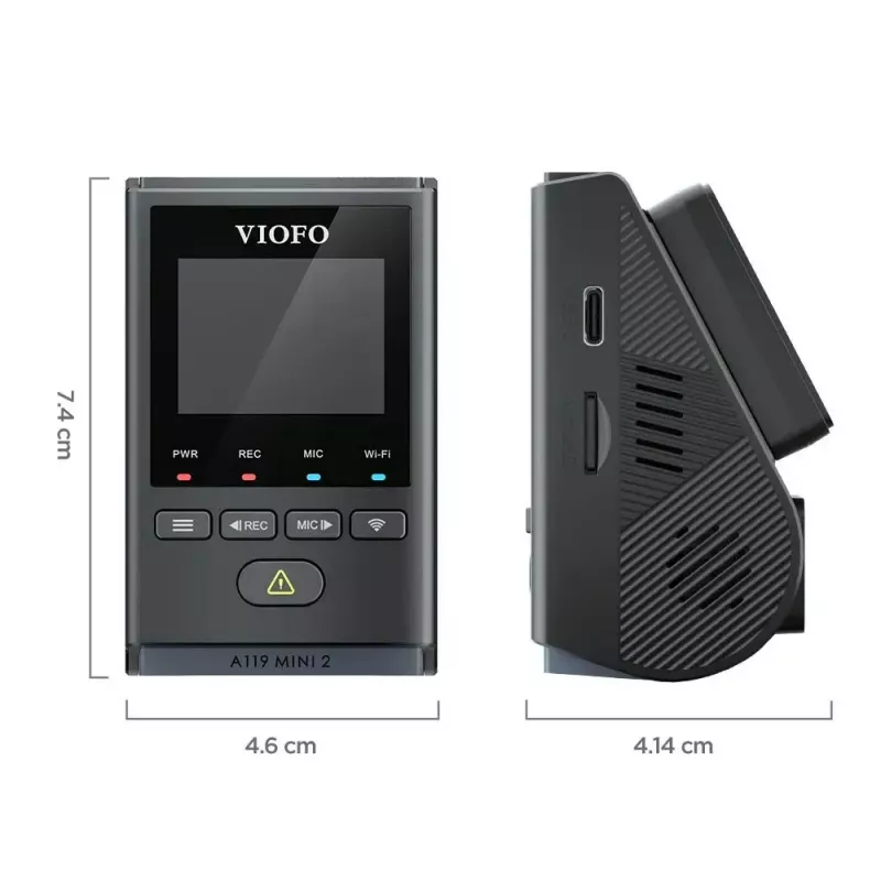 Vaizdo registratorius VIOFO A119 MINI 2-G GPS – 1 kanalo Quad HD 2560×1440, Sony STARVIS 2 IMX675, 60 fps, 140° F1.6, GPS, Wi‑Fi, dviejų dažnių, stovėjimo režimas