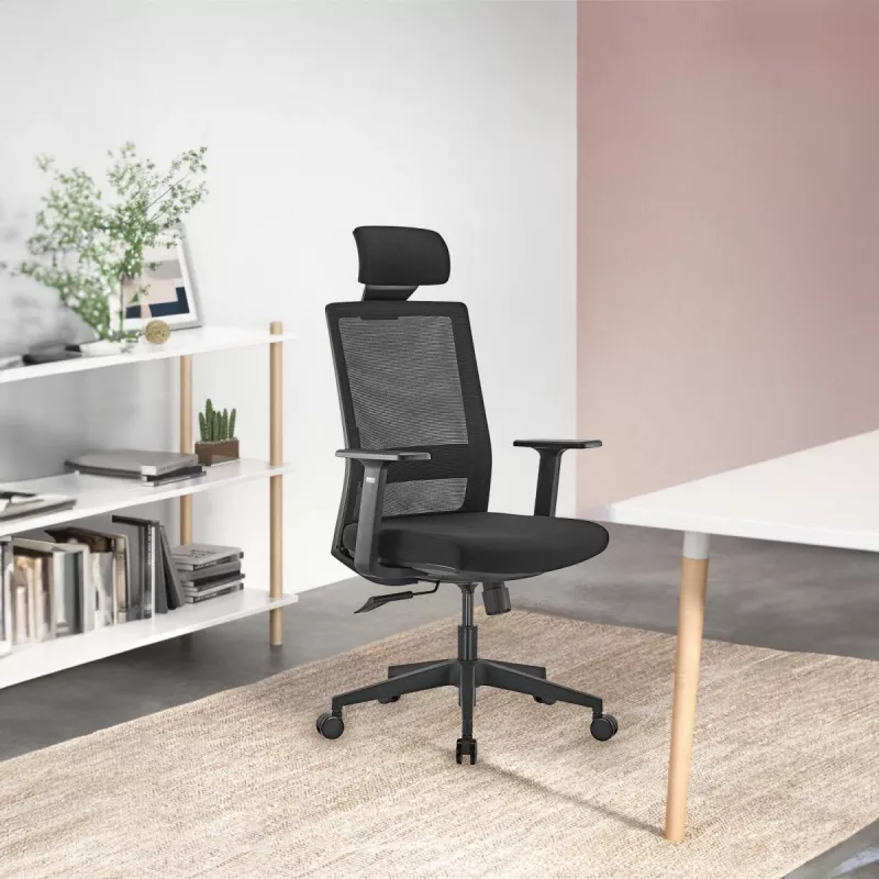 Ergo Office ER-425 ergonominė aukštos atlošo biuro kėdė, maks. 150 kg, pasukama, reguliuojama atrama