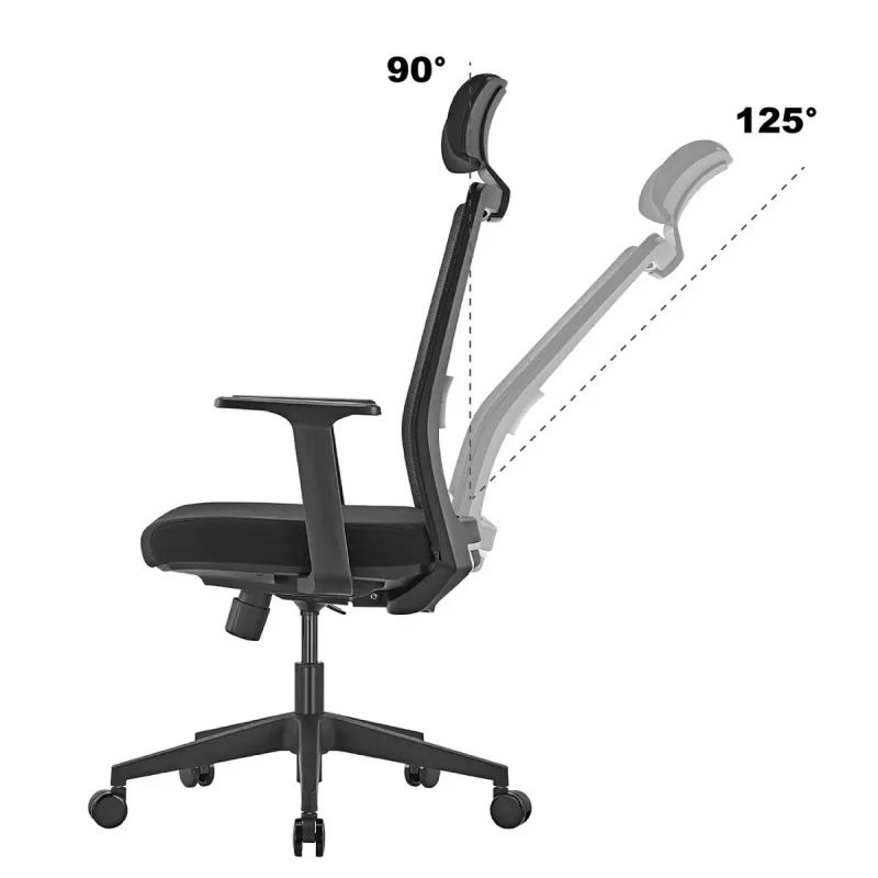 Ergo Office ER-425 ergonominė aukštos atlošo biuro kėdė, maks. 150 kg, pasukama, reguliuojama atrama