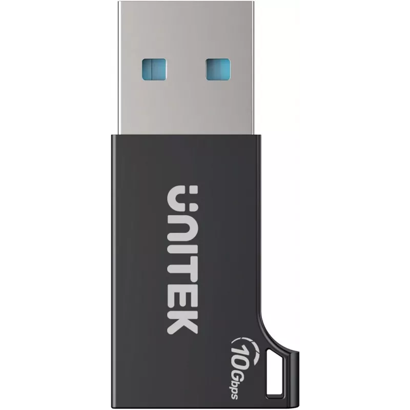 Unitek USB-C į USB-A adapteris A1049ABK01 — juodas, kompaktiškas adapteris USB-C (moteriška) į USB-A (vyriška)