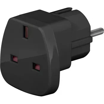 Wentronic Goobay kelioninis adapteris, juodas - UK lizdo > F tipo (F tipo, CEE 7/7) (94271)