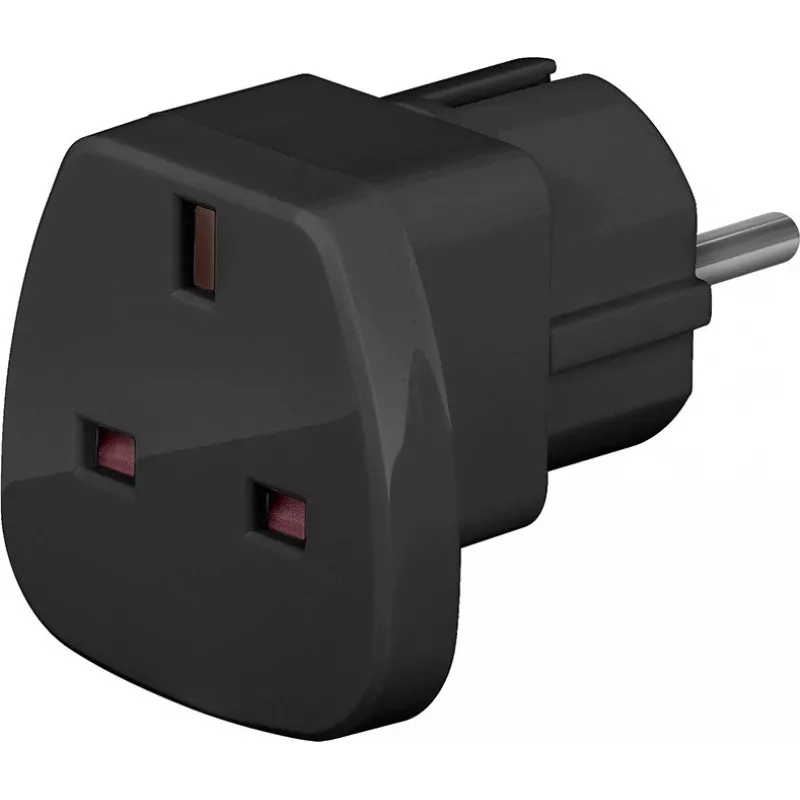 Wentronic Goobay kelioninis adapteris, juodas - UK lizdo > F tipo (F tipo, CEE 7/7) (94271)