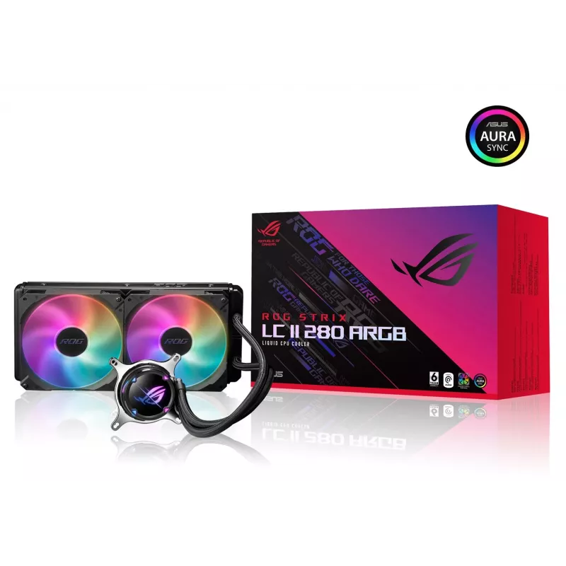 ASUS ROG STRIX LC II 280 ARGB procesoriaus skysčio aušintuvas 14 cm juodas 1 vnt.