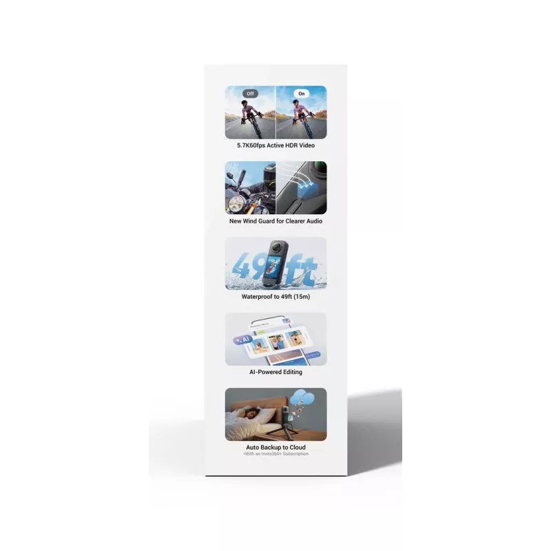 Insta360 X5 Bundle veiksmo kamera 72 MP 8K Ultra HD 360°