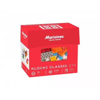 Statybinių kaladėlių rinkinys Marioinex Blocks Classic 210 vnt., suderinami tarpusavyje jungiami elementai, įvairių spalvų
