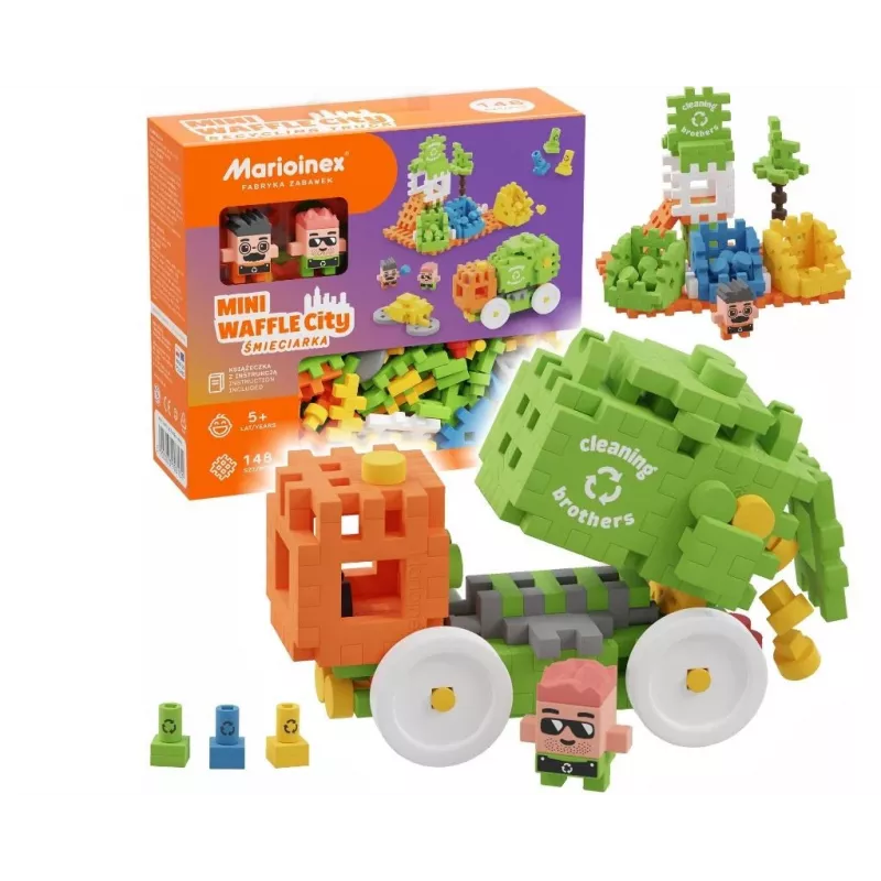 Žaisliniai konstrukciniai blokeliai Marioinex Blocks Waffle mini Šiukšliavežė 14 vnt. 903131