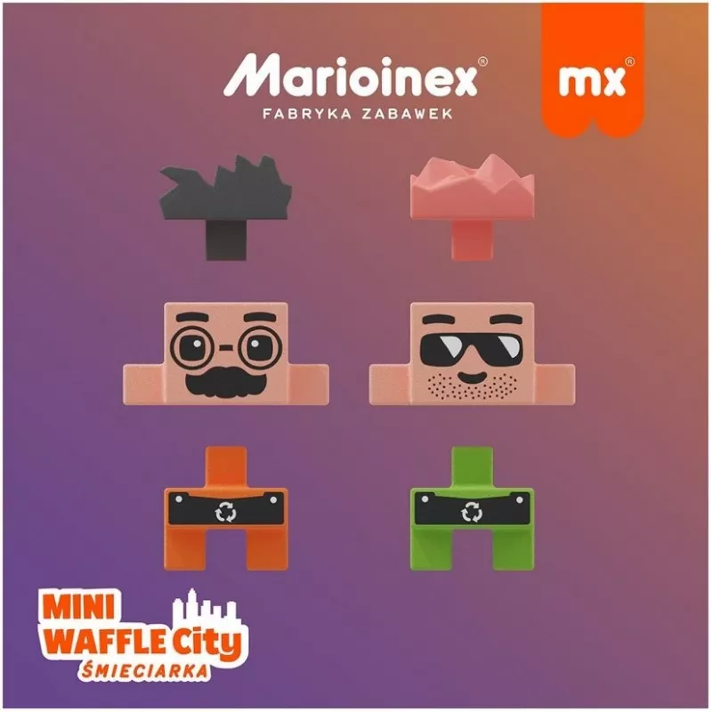 Žaisliniai konstrukciniai blokeliai Marioinex Blocks Waffle mini Šiukšliavežė 14 vnt. 903131