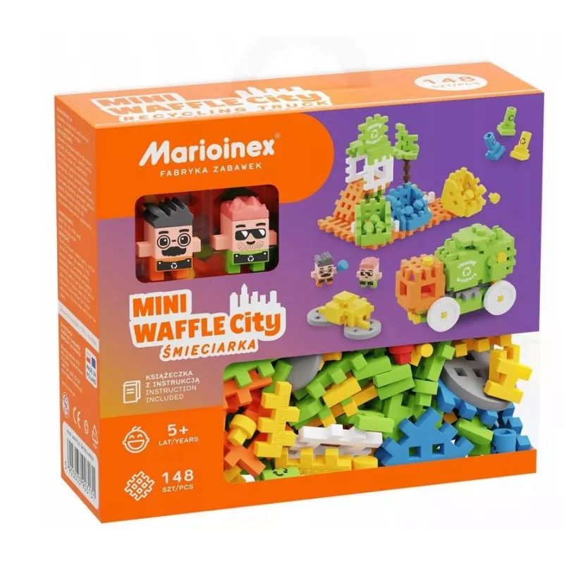 Žaisliniai konstrukciniai blokeliai Marioinex Blocks Waffle mini Šiukšliavežė 14 vnt. 903131