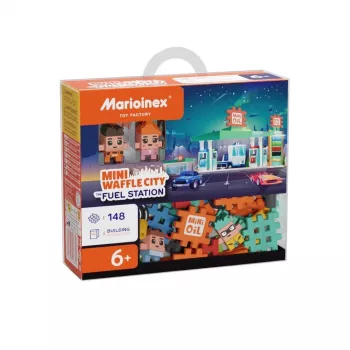 Žaislų statybinis rinkinys Marioinex Mini Waffle kaladėlės Degalinė, 148 vnt., įvairiaspalvis, amžius 6+