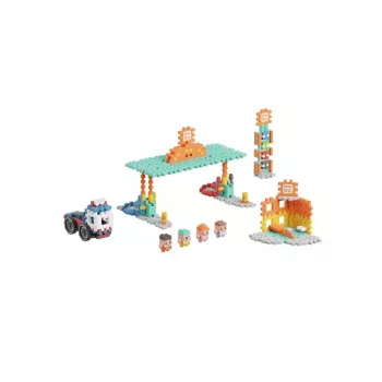Žaislų statybinis rinkinys Marioinex Mini Waffle kaladėlės Degalinė, 148 vnt., įvairiaspalvis, amžius 6+