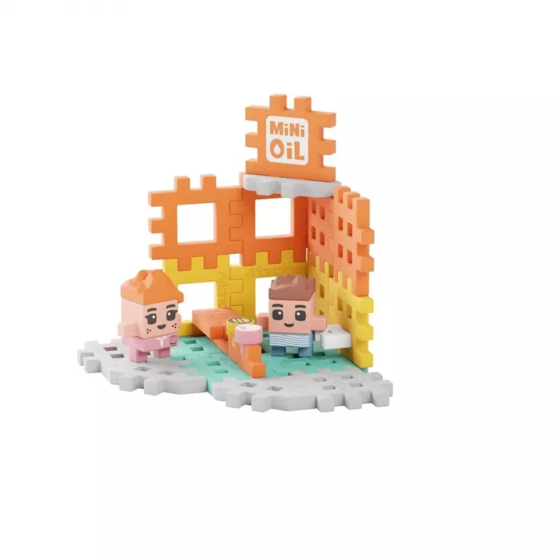 Žaislų statybinis rinkinys Marioinex Mini Waffle kaladėlės Degalinė, 148 vnt., įvairiaspalvis, amžius 6+